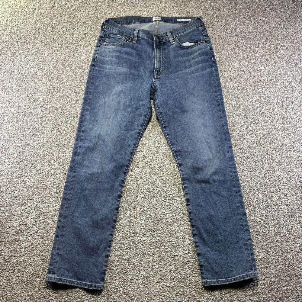 Edwin Jeans Womens 32 Blue Medium Wash‎ Elin Crop Straight Distressed Denim